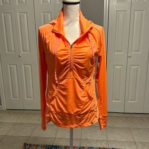 Tangerine Ruched Activewear pullover Hoodie